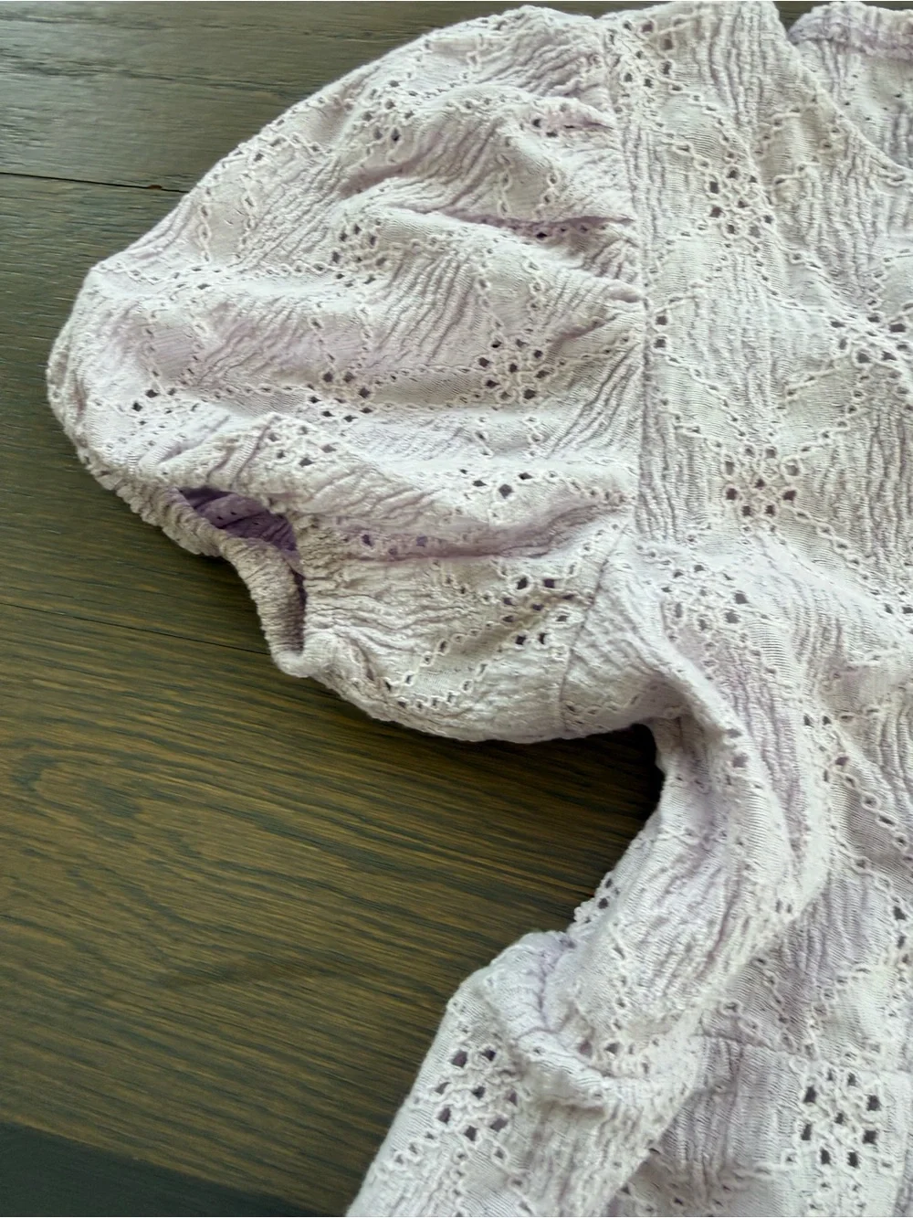 Zara Lilac Eyelet Puff-Sleeve Tiered Dress
